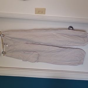 Sarah Pacini Linen Cargo Pants - Size Small - Light Grey/ Beige